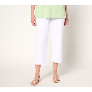 Wacoal Women's Pants Sz XS Denim & Co. Beach Straight Leg Crop Pant White